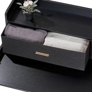 Piano d'appoggio in legno per lavatrice/asciugatrice con 2 cassetti, 54x27 pollici, con ripiano a 2 livelli, piedini antiscivolo, resistente all'acqua, in materiale effetto paglia - Product Image 4