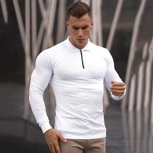 Men's <b>Black</b> Long Sleeve Knitted Polo Shirt Solid Color Zipper Design <b>Smart</b> Casual Regular Fit - Product Image 5