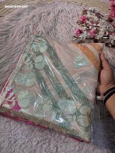 Sari de chinon suave de alta calidad con estampado de rayas de colores y lazo de gota, conjunto de blusa con C-Pallu y trabajo Mono, exportador de moda femenina - Product Image 4