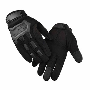 Guantes de Trabajo de Cuero Negros y Naranjas con Puño Elástico Antideslizante y Resistentes a la Abrasión, Guantes de Seguridad de Uso General - Product Image 1