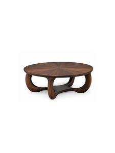 Modern Round <b>Walnut</b> <b>Coffee</b> <b>Table</b> Midcentury Design Handmade Wood Living Room Furniture Dark Brown Finish - Product Image 1
