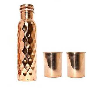 Bouteille d'eau artisanale en cuivre pur 1000 ml, écologique et personnalisable, vaisselle classique pour adultes - Product Image 2