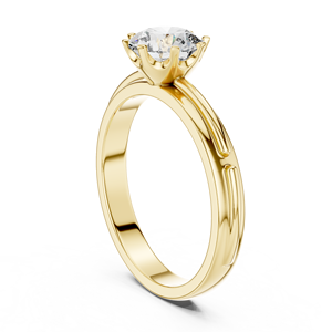 Bague de fiançailles en diamant de culture, bague solitaire en or rose avec tige de designer, bague minimaliste pour femme - Product Image 1