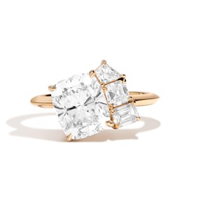 4 Carat Cushion Cut Lab Grown Diamond Engagement Ring Kite Asscher Emerald Accent Band Wholesale 10K 14K 18K <b>Solid</b> Gold Factory - Product Image 1