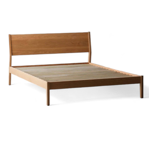 Cadre de lit en bois massif de style nordique, grain de bois naturel, support robuste, fabricant de meubles de chambre sur mesure - Product Image 3