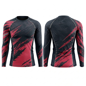 Maillot de compression haute qualité MMA BJJ Rash Guard pour la gym et le combat, manches longues, séchage rapide, respirant, logo personnalisé, OEM, vente en gros - Product Image 2