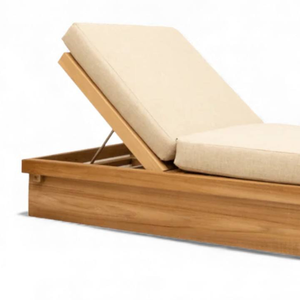 Chaise longue en teck pour l'extérieur, chaise longue de patio inclinable avec coussins pour terrasse, villa, jardin - Product Image 2
