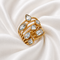 Bagues en laiton faites à la main avec topaze bleue et pierres multicolores, bijoux de créateur classiques et imposants, cadeau pour femme