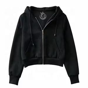 2032 Sudadera con capucha corta informal de alta calidad para mujer OEM ODM Impresión de logotipo personalizado Posición frontal - Product Image 5