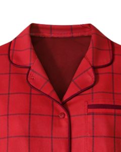 Ensemble de pyjama pour femmes à carreaux rouges personnalisés, manches longues, boutonné, vêtements de nuit en coton doux, ensemble de vêtements de détente à deux pièces, vêtements de maison - Product Image 6