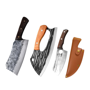 Couteau de boucher professionnel en acier inoxydable, couteau à découper la viande, manche en bois, couteau de boucher robuste, pour barbecue et cuisine - Product Image 1