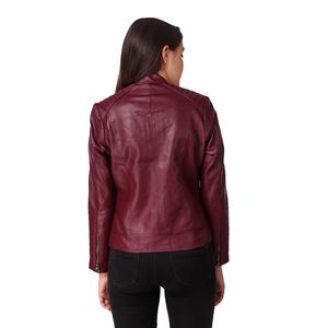 Nueva Chaqueta de Cuero para Mujer, Corte Ajustado, Estilo Europeo Americano, Moda Transfronteriza, Estampada, con Parches y Cremallera - Product Image 5