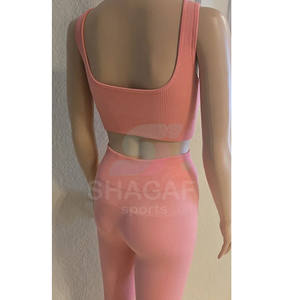 Conjunto de Leggings de Yoga Color Morado con Cintura Alta, Tejido Transpirable, Color Sólido para Mujer - Product Image 2