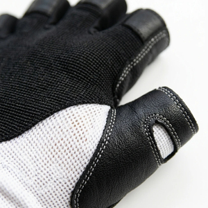 Gants de fitness demi-doigts en maille pour musculation, unisexe, noir et gris, avec coutures, fermeture à enfiler - Product Image 4