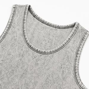 Débardeur pour homme à col rond sans manches, style vintage, couleur unie, tricoté, coupe décontractée, finition délavée, 100% coton, débardeurs pour homme - Product Image 5