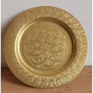 Luxury Handmade Hammered Pure Copper Charger Plate - Antique Decorative Round Serving <b>Tray</b> for Wedding Hotel Home Decoration - Product Image 5