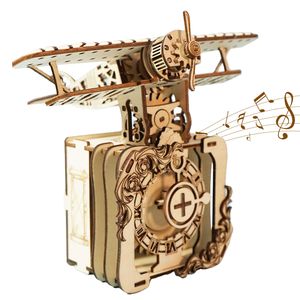Caja de Música de Madera con Rompecabezas 3D de Avión Estilo Punk, Kit de Ensamblaje Hecho a Mano para Regalos de Días Festivos, Cumpleaños y Navidad con la Frase 'You Are My' - Product Image 3