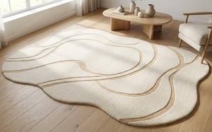 Alfombra Moderna Hecha a Mano con Mechones de Lana para Sala de Estar |   Fabricación de Alfombras de Lana de Lujo a Medida - Product Image 3