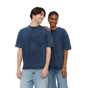 เสื้อยืดทรงวินเทจ คอโอ แขนสั้น ทรงปกติ ผ้าฝ้าย 100% สีพื้น ตกแต่งด้วยคริสตัล คุณภาพสูง ผ่านกระบวนการ Acid Wash - Product Image 1