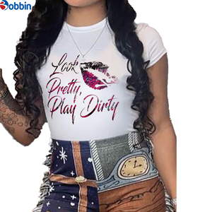 Camiseta Personalizada para Mujer, Moderna, con Estampado Bonito, Blanca, de Manga Corta, Cuello Redondo, Tejida, para Primavera, Verano y Otoño - Product Image 6
