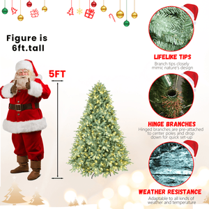 Albero di Natale Artificiale Blu-Verde da 1,5 m con 1194 Rami Misti in PE/PVC, 300 Luci LED Bianco Caldo su Filo di Ferro con Memoria - Product Image 2