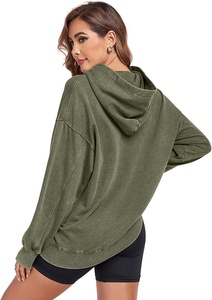 Oversized Hooded Sweatshirt Solid Olive Green Cotton French Terry Pocket Casual <b>Pullover</b> <b>Men</b> Autumn Wear Regular Fit - Product Image 2