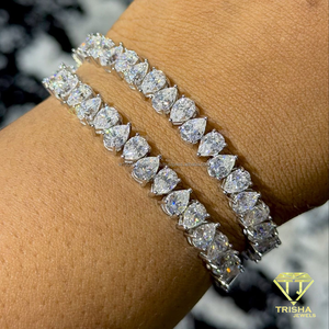 Elegante Pulsera de Tenis con Moissanita en Forma de Lágrima y Piedras Alternadas de Corte Pera, Joyería Unisex de Alta Brillantez - Product Image 3