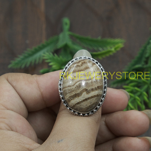 จี้หินแจสเปอร์ธรรมชาติทรงรีแบบคาโบชอง ทำด้วยมือจากเงินแท้ 925  เครื่องประดับสไตล์วินเทจโบโฮ ของขวัญสำหรับผู้หญิง - Product Image 6