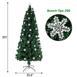 Albero di Natale Artificiale Pre-Illuminato 2,1m con Luci in Fibra Ottica Multicolore, 290 Rami, Decorazione Natalizia Realistica - Product Image 5