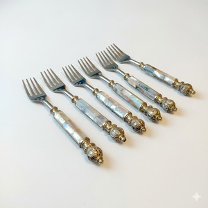Ensemble de cuillères de service en acier inoxydable de luxe, élégantes, avec manche en nacre, couverts pour la maison, l'hôtel, les restaurants, ou comme cadeau. - Product Image 6