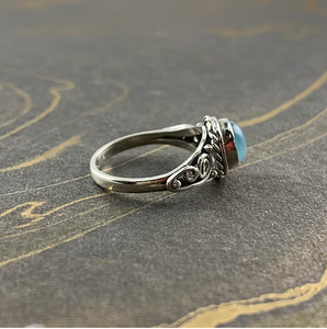 Bague en argent 925 pour femme avec chalcédoine aqua, bijou classique en pierre précieuse pour mariage, anniversaire ou soirée - Product Image 5