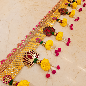 Handmade Lotus Design Decorative Toran for Main Door <b>Wall</b> Hanging Festive Home Temple Entrance <b>Decor</b> with Tassels - Product Image 4