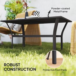 Tavolino da Caffè Rettangolare in Metallo Nero per Esterni, Pieghevole e Leggero, con Piano a Doghe, per Giardino e Ogni Condizione Atmosferica - Product Image 5