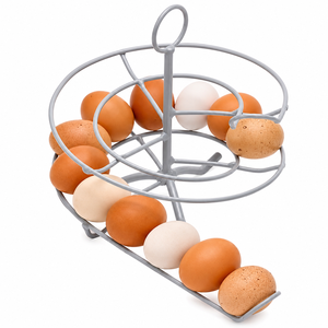 Farmhouse Metal Wire <b>Egg</b> Gathering <b>Basket</b> with Wooden Handle Rustic Kitchen Countertop Storage & Organizer For Fresh <b>Eggs</b> - Product Image 5