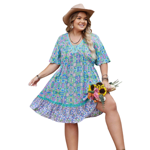 Vestido midi vintage con estampado para mujer, vestido con mangas abullonadas - Product Image 5
