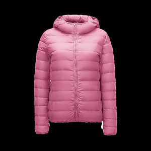 Fabrication OEM ODM sur mesure de vestes d'hiver chaudes à capuche pour femmes, manteau léger en duvet orange, veste extérieure entièrement zippée, usine de fabrication - Product Image 3