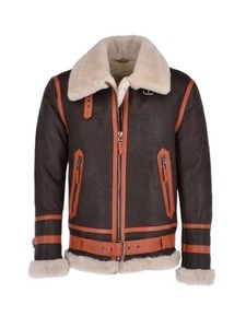 <b>Men</b>’s Aviator <b>Shearling</b> Bomber <b>Jacket</b> - Product Image 1