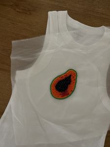 Débardeur côtelé sans manches pour femme, broderie perlée faite main, en coton, vêtement décontracté d'été, fabricant - Product Image 2