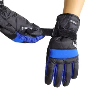 Sarung tangan Ski biru jari penuh dengan antiselip 3M Thinsulate tahan air hangat sarung tangan musim dingin pegangan penuh
