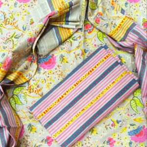 Tissu en coton non cousu imprimé pour robe, matière Salwar Kameez, tissu imprimé style indien avec dupatta en mulmul - Product Image 1