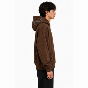 Sweat-shirt en molleton décontracté pour homme Index Apparel, marron, coupe oversize, avec imprimé à pois blancs, style streetwear - Product Image 5