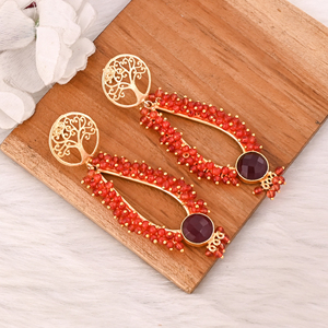 Red Hydro <b>Garnet</b> Hydro Gemstone Brass Bezel Set <b>Earrings</b> Gold Plated Handmade Jewelry Shilpi Impex for Women Wholesale Lot 10 - Product Image 3