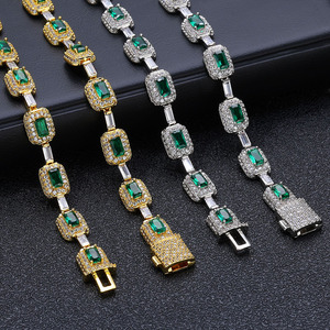 Collar de tenis de diamantes cultivados en laboratorio con esmeraldas, plata 925, ligero, diamante certificado, gema verde, joyería fina de lujo, pieza llamativa - Product Image 6