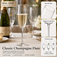 Verres à champagne de luxe en gros, design classique en forme de flûte, 190 ml, coupes à mousseux, verrerie pour fête, mariage, bar et maison