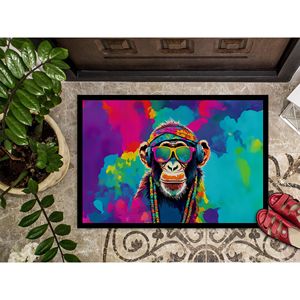 Nouveau hippie animal chimpanzé paillasson antidérapant lavable à poils bas 18H X 27W pour une utilisation intérieure et extérieure dans l'entrée ou la porte d'entrée - Product Image 3
