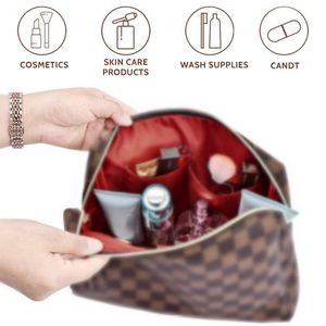 Sacs de voyage cosmétiques légers et portables pour femmes, organiseur de maquillage à carreaux, en cuir imperméable, pour trousse de toilette, lot de 2 pièces - Product Image 6