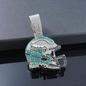 Pendentif Casque d'Aigle en Argent 925 Plaqué Rhodium avec Pierres Moissanite, Pendentif Hip Hop pour Hommes - Product Image 2