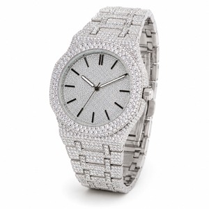 Reloj de Lujo con Diamantes, Caja de Acero Inoxidable con Diseño Poligonal, Analógico de Cuarzo, Unisex - Product Image 3