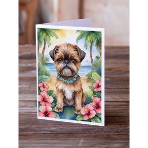 Brussels Griffon Luau Whimsical A7 Size 5x7 Blank Note Cards Pack de 8 avec enveloppes Cartes de vœux - Product Image 2