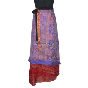 New <b>Boho</b> Style Women Silk Magic 38 Inch Wrap <b>Skirts</b> Reversible Vintage Silk Magic Wrap <b>Skirt</b> Hot Casual Wear Sari Silk Long Wrap - Product Image 5